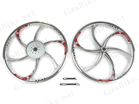 Aluminum Mag Wheels with 44T Sprocket - HY22 (Silver) - Gasbike.net