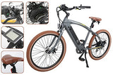 Onway 26" 7 Speed Powers Assist Electric Bicycle Lithium Battery Motorized Ebike, 500w Powerful Bike Rear Motor, Hidden Lithium Battery, LED bike Light, Brown Tire for Beach Snow Riding - Gasbike.net
