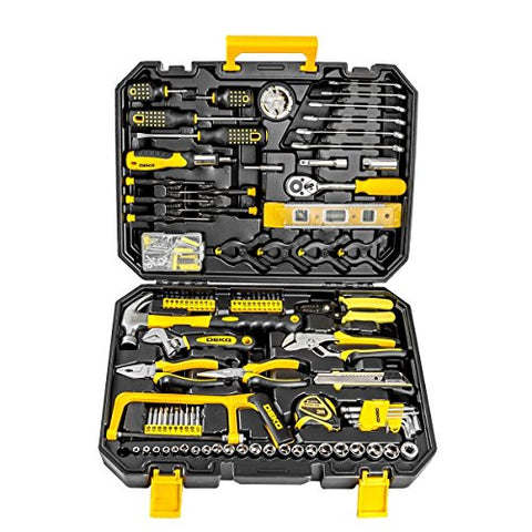 DEKOPRO 168pcs Socket Wrench Auto Repair Tool Combination Package Mixed Tool Set Hand Tool Kit with Plastic Toolbox Storage Case (168PCS) - Gasbike.net