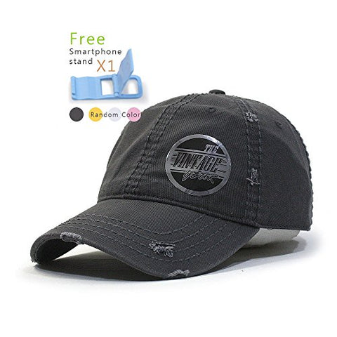 Plain Washed Cotton Twill Distressed with Heavy Stitching Low Profile Adjustable Baseball Cap - Gasbike.net