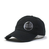 Plain Washed Cotton Twill Distressed with Heavy Stitching Low Profile Adjustable Baseball Cap - Gasbike.net