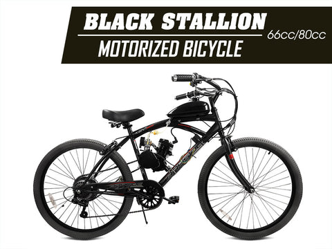 Black Stallion 66cc/80cc Angle Fire Slant Head Motorized Bicycle - Gasbike.net