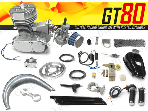 GT80 Bicycle Racing Engine Kit 66cc - 4.5 HP with Ported Cylinder - Gasbike.net